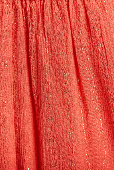Robe longue évasée orange clair femme
