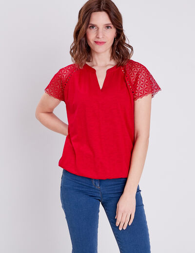 T-shirt manches courtes rose framboise femme