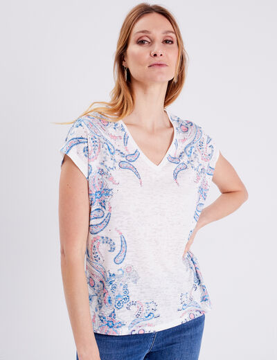 T-shirt manches courtes ecru femme