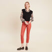 Pantalon ajusté enduit vieux rose femme