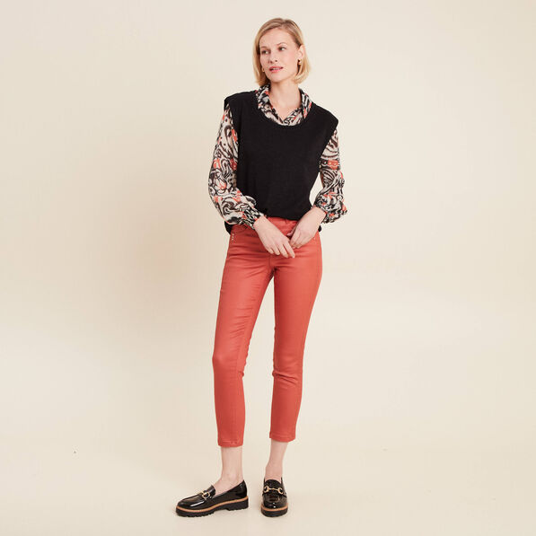 pantalon ajuste enduit vieux rose femme Pantalon ajusté enduit vieux rose femme