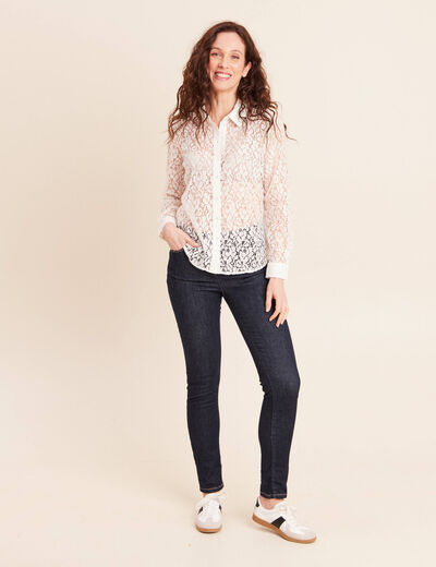 Chemise effet dentelle ecru femme