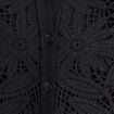 Gilet droit court col chemise dentelle noir femme