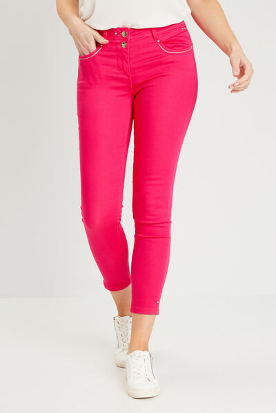 Pantalon ajusté rose framboise femme