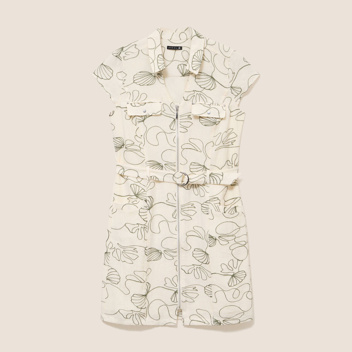 Robe droite courte manches tr&egrave;s courtes vert femme