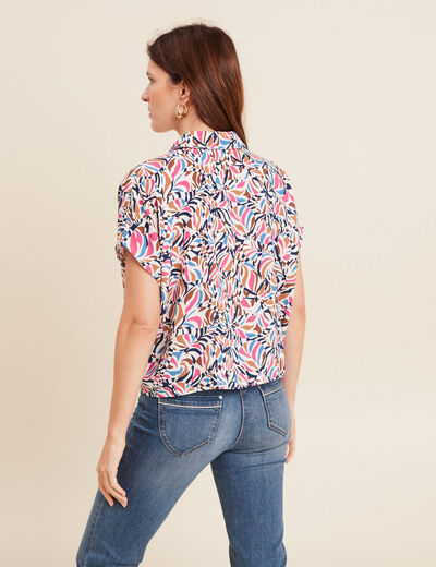 Chemise manches courtes fluide bleu femme