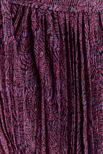 Robe longue droite plissée violet femme