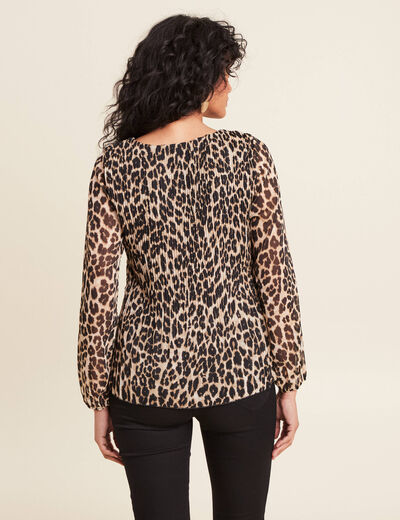 Blouse manches longues plissée creme femme