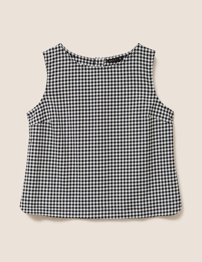 Blouse courte col bateau noir femme