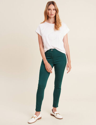 T-shirt manches courtes clous blanc femme