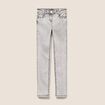 Jean ajust&eacute; taille bascul&eacute;e denim snow gris femme