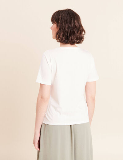 T-shirt col rond manches courtes ecru femme