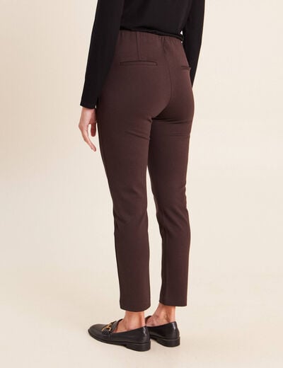 Legging 7/8&egrave;me taille bascul&eacute;e en maille marron fonc&eacute; femme