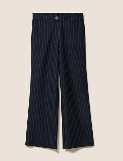 Pantalon large 7/8&egrave;me bleu femme