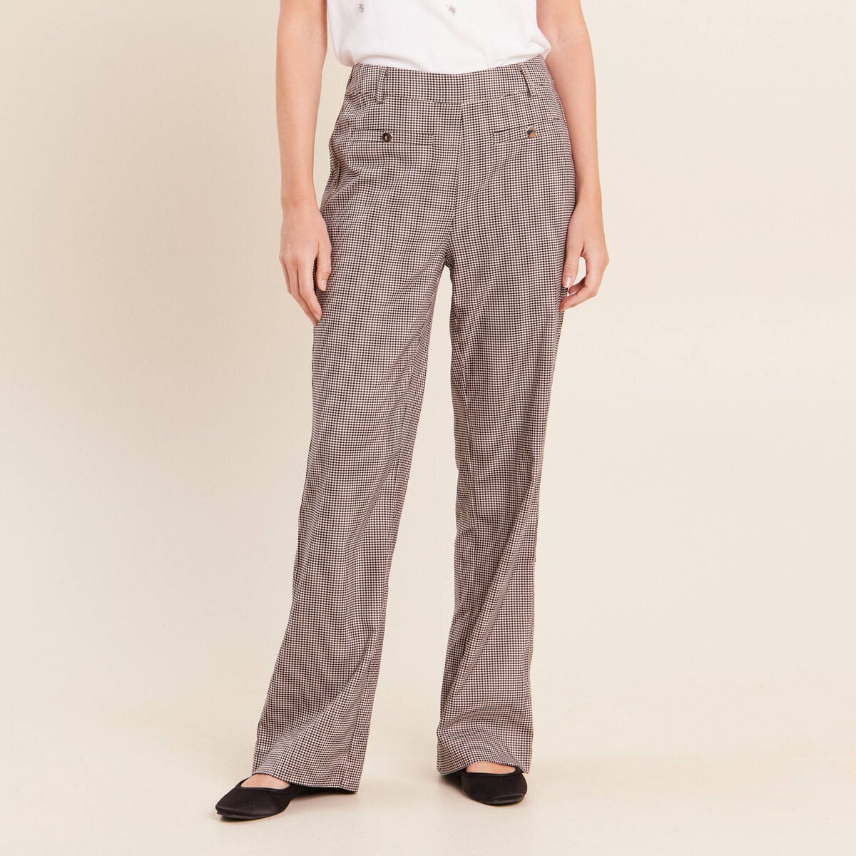 Pantalon 7/8e taille standard marron femme
