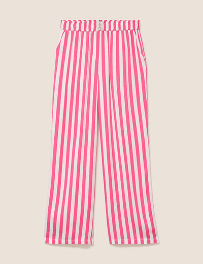 Pantalon fluide et large taille standard rose fushia femme