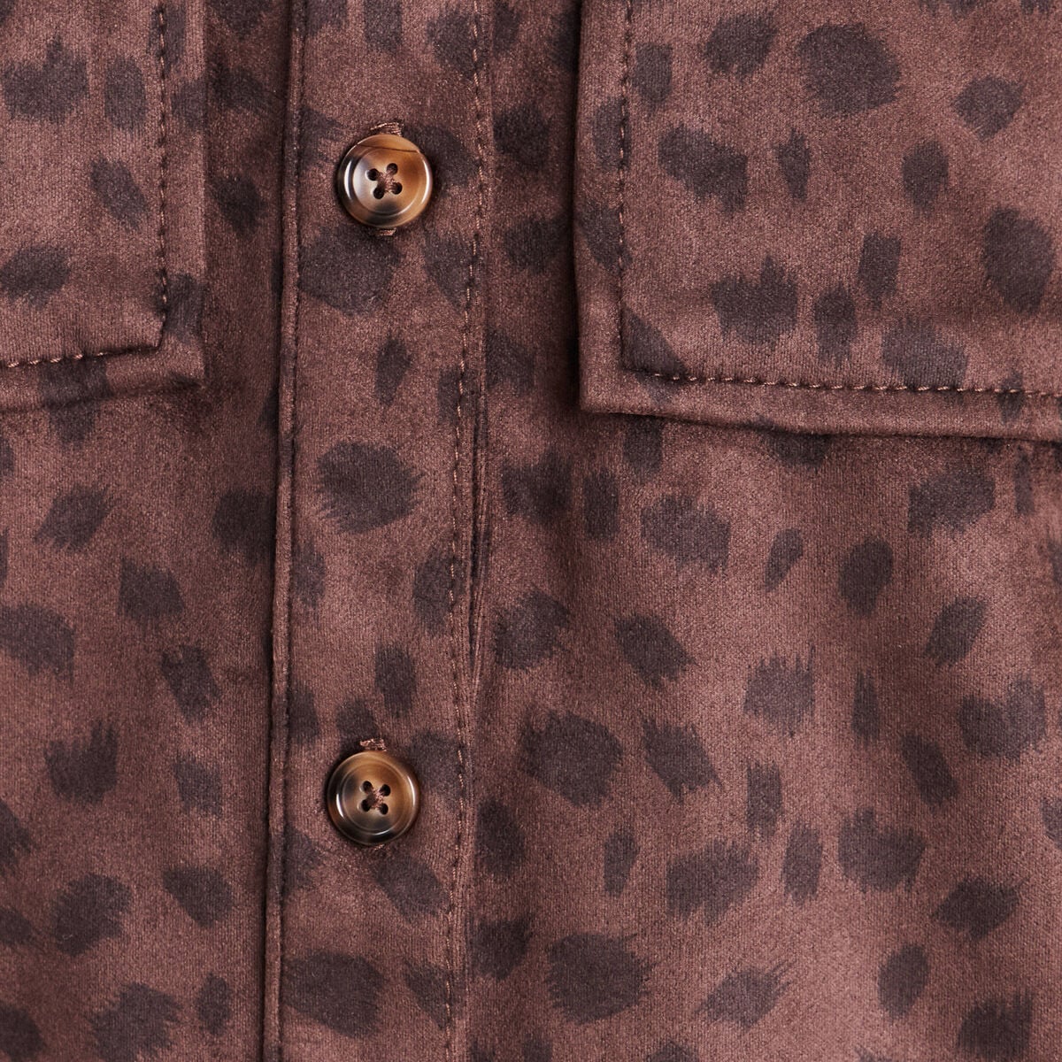 Chemise droite manches longues marron fonc&eacute; femme