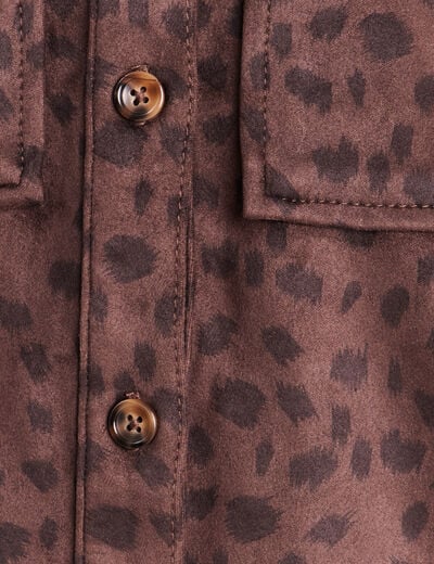 Chemise droite manches longues marron fonc&eacute; femme
