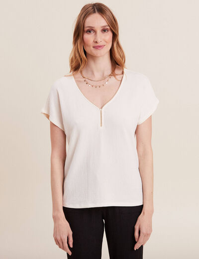 T-shirt manches courtes ecru femme