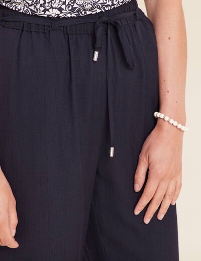 Pantalon large 7/8ème bleu foncé femme