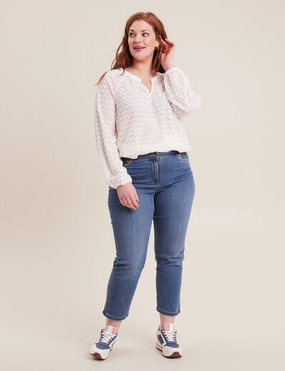 Jean coupe droite 7/8&egrave;me denim stone femme