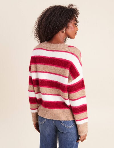 Pull col rond rose femme