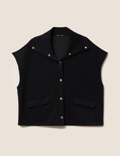 Gilet manches courtes col camionneur noir femme