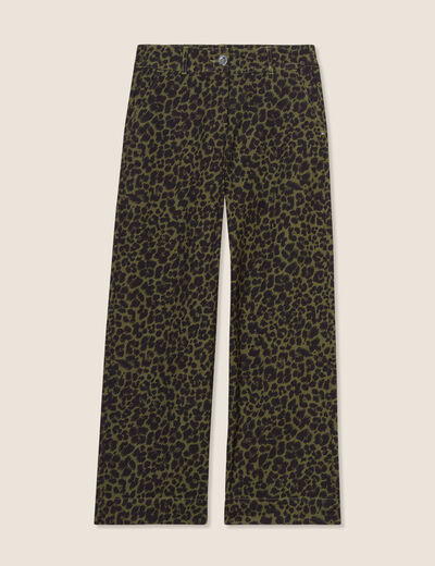 Pantalon large 7/8ème vert kaki femme