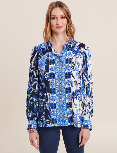 Chemise manches longues bleu electrique femme