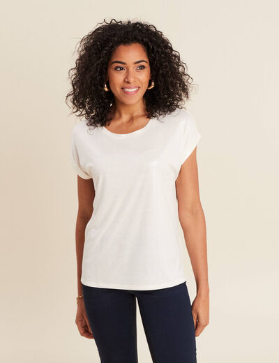 T-shirt manches courtes ecru femme