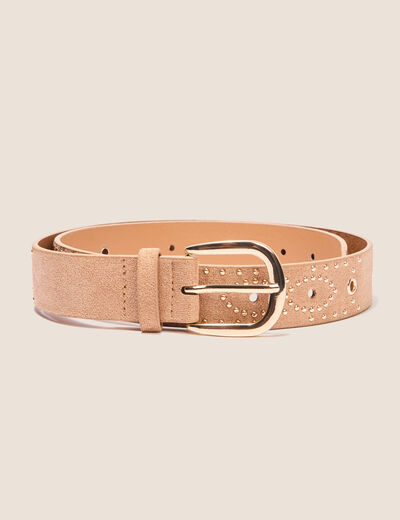 Ceinture clous et oeillets camel femme
