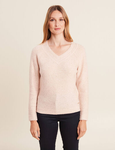 Pull manches longues rose poudrée femme