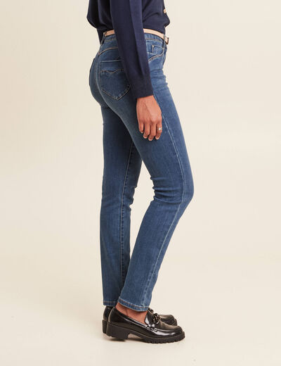 Jean ajusté ceinturé denim stone femme
