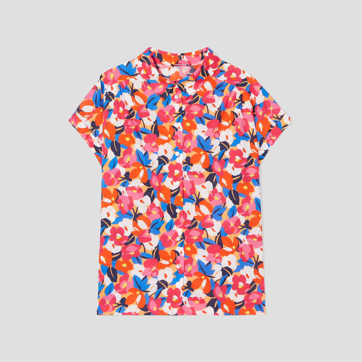 Chemise manches courtes orange femme