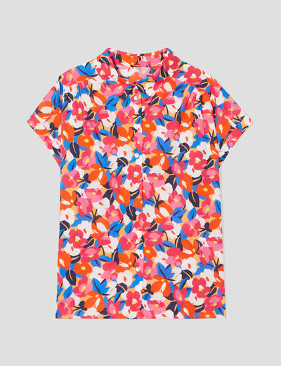 Chemise manches courtes orange femme