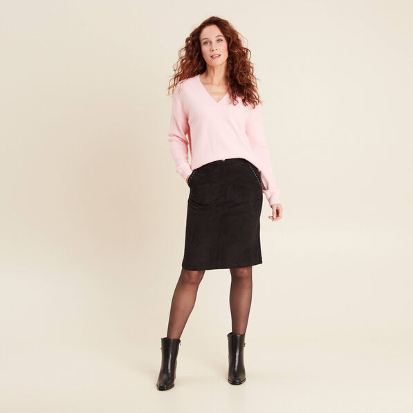 Jupe ajustée suédine noir femme