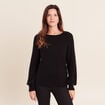 Pull col rond manches longues noir femme