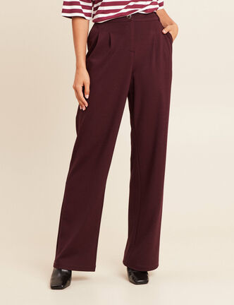 Pantalon large taille standard bordeaux femme