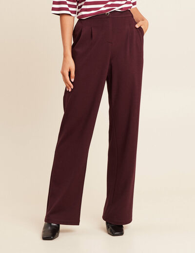Pantalon large taille standard bordeaux femme