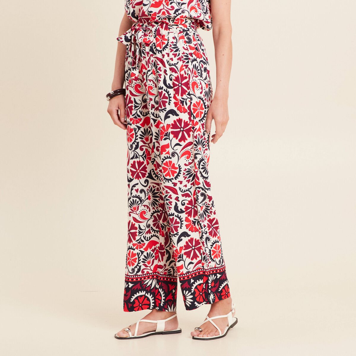 Pantalon flou blanc femme