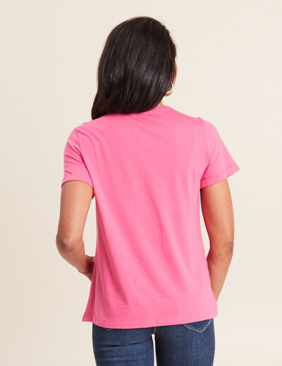 T-shirt manches courtes rose fushia femme