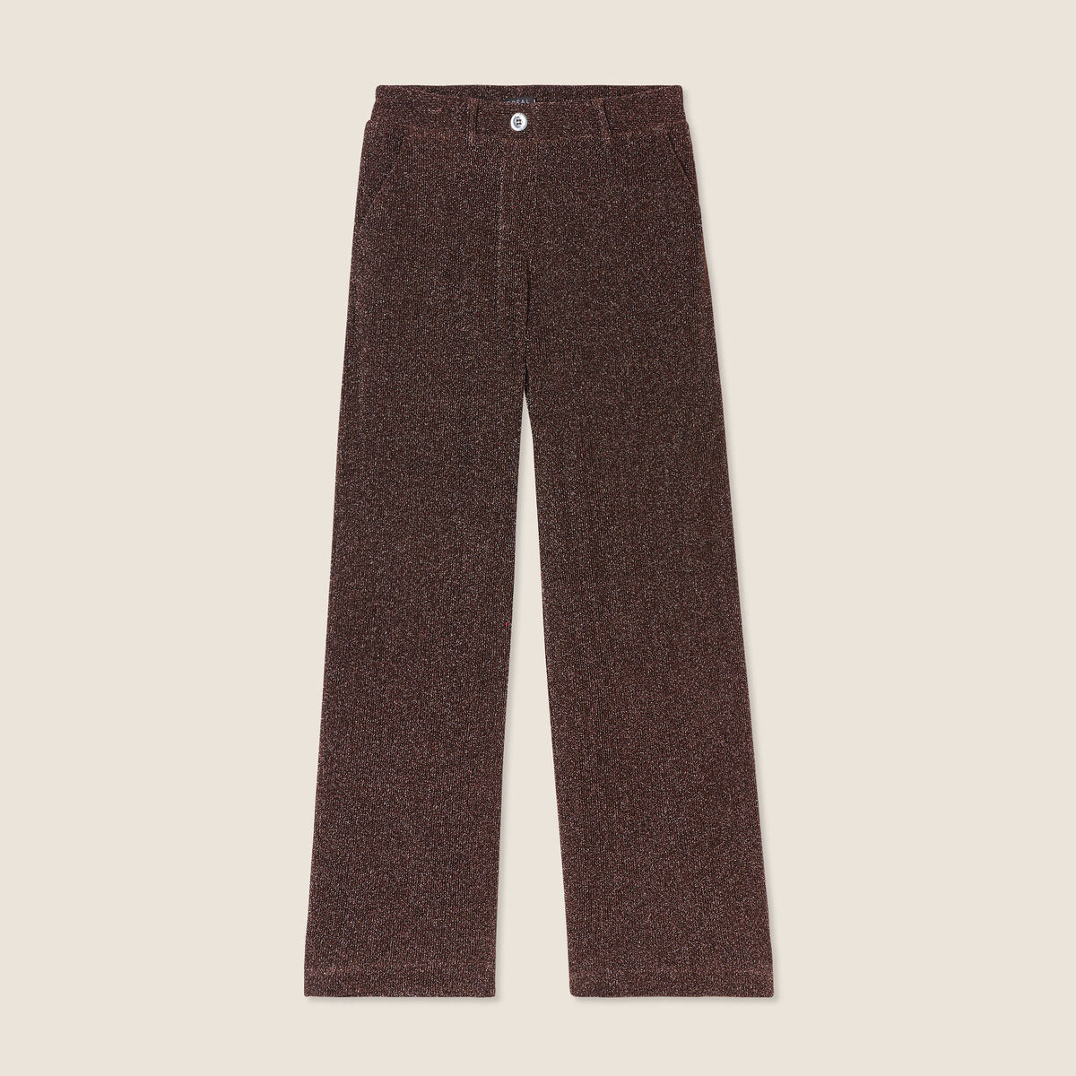 Pantalon flou effet tricoté couleur cuivre femme