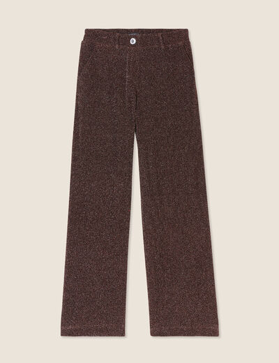 Pantalon flou effet tricoté couleur cuivre femme