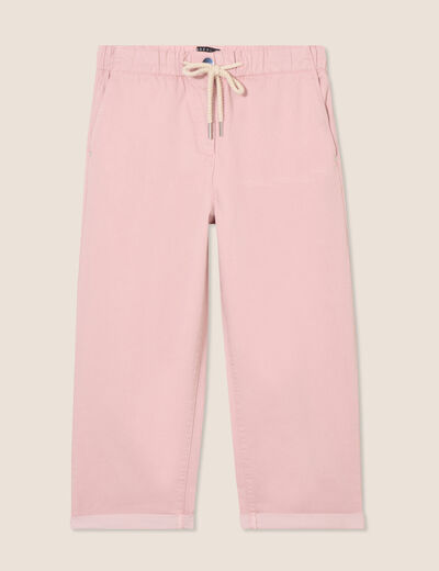 Pantacourt coupe mom large rose pastel femme