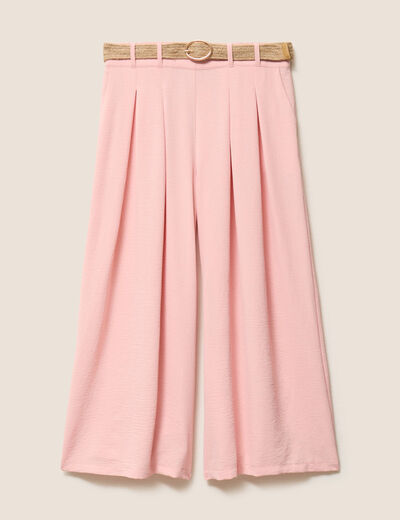 Pantalon jupe-culotte large rose saumon femme