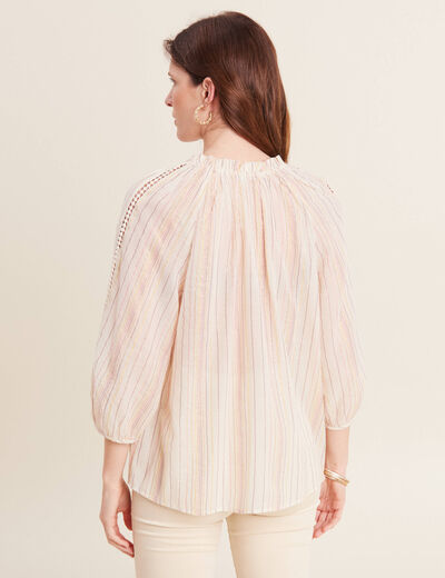 Blouse manches 3/4 rose pastel femme