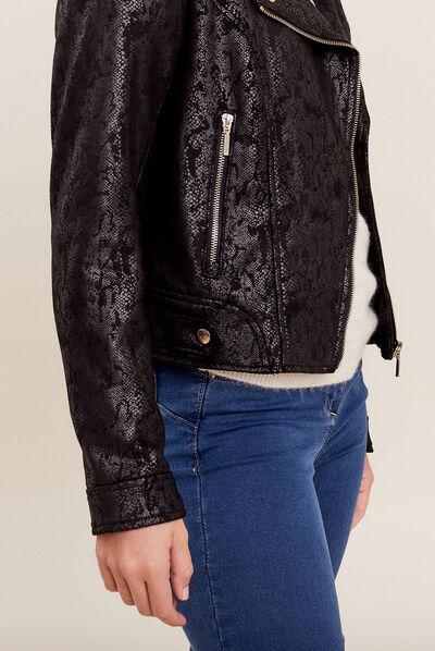 Veste perfecto suédine noir femme