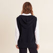 Pull sans manches à capuche bleu foncé femme