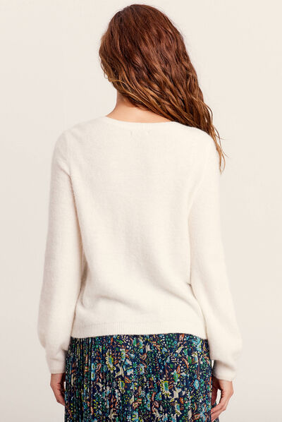 Gilet manches longues ecru femme