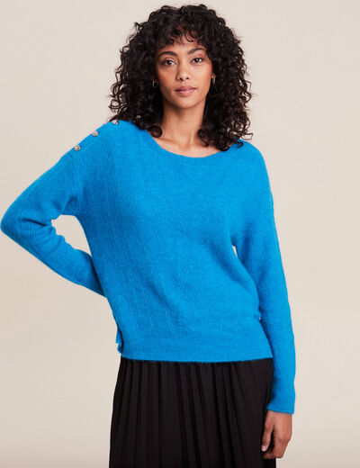 Pull manches longues bleu femme